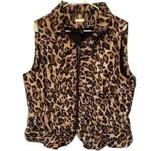 White House Black Market Womens Vest Brown Leopard
